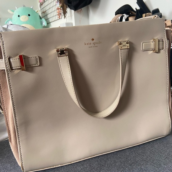 Kate Spade Cream Leather Documents/work Crossbody Bag - Picture 1 of 5